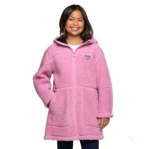 ROXY Youth Girls Plush Full Zip Heavyweight Sherpa Jacket Pink S (7/8) NWT